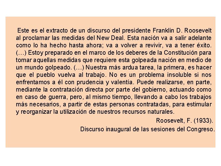 Este es el extracto de un discurso del presidente Franklin D. Roosevelt al proclamar