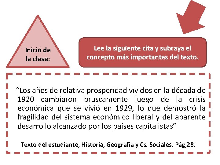 Inicio de la clase: Lee la siguiente cita y subraya el concepto más importantes