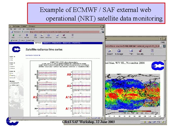 Example of ECMWF / SAF external web operational (NRT) satellite data monitoring GRAS SAF