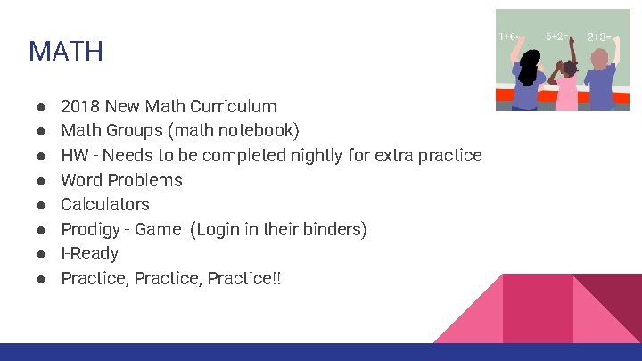MATH ● ● ● ● 2018 New Math Curriculum Math Groups (math notebook) HW