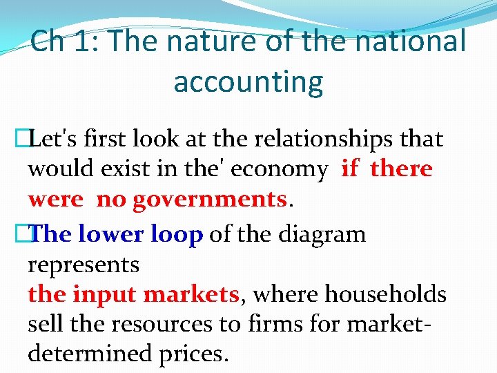 Ch 1: The nature of the national accounting �Let's first look at the relationships