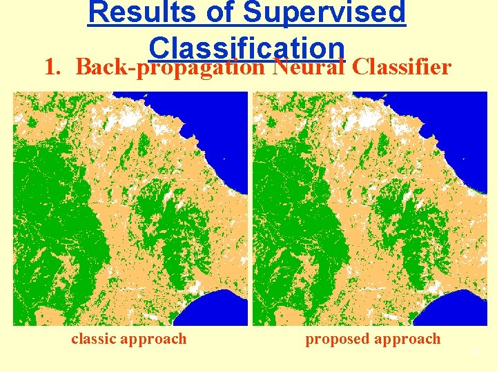 Results of Supervised Classification 1. Back-propagation Neural Classifier classic approach proposed approach 39 