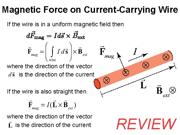 Magnetic Force on Current-Carrying Wire If the wire is in a uniform magnetic field