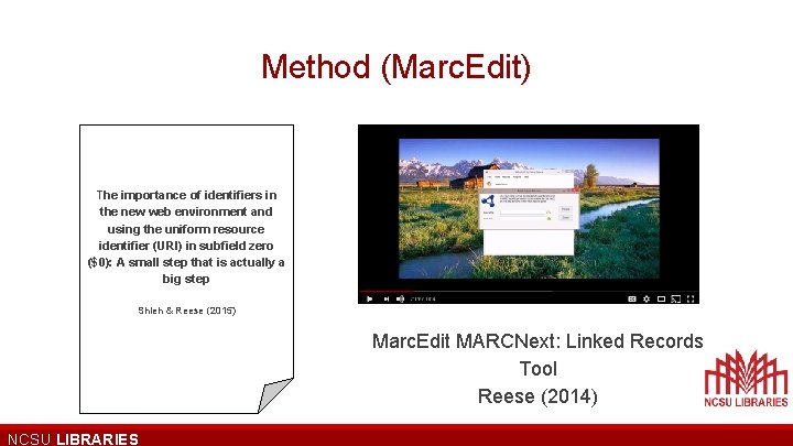 Method (Marc. Edit) The importance of identifiers in the new web environment and using