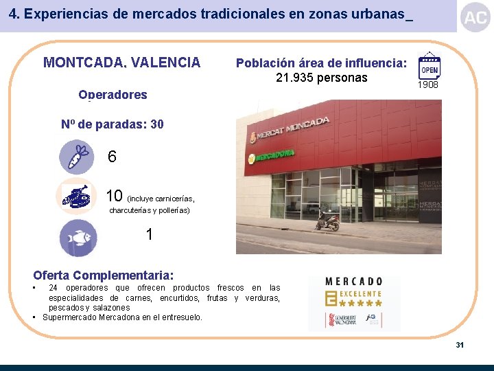 4. Experiencias de mercados tradicionales en zonas urbanas_ MONTCADA, VALENCIA Población área de influencia: