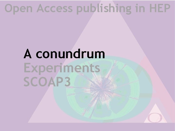 Open Access publishing in HEP A conundrum Experiments SCOAP 3 