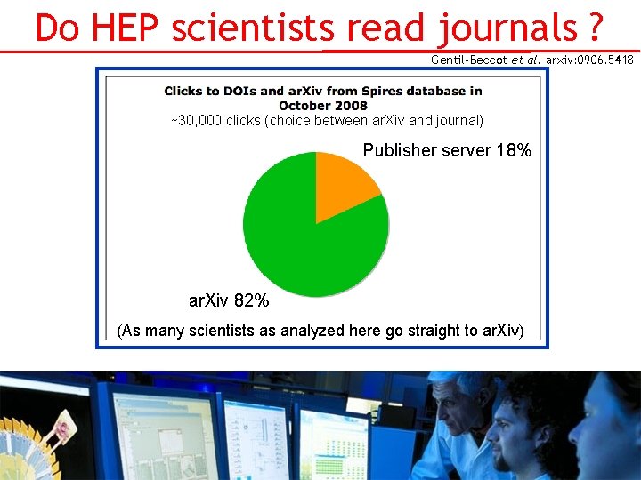 Do HEP scientists read journals ? Gentil-Beccot et al. arxiv: 0906. 5418 ∼ 30,