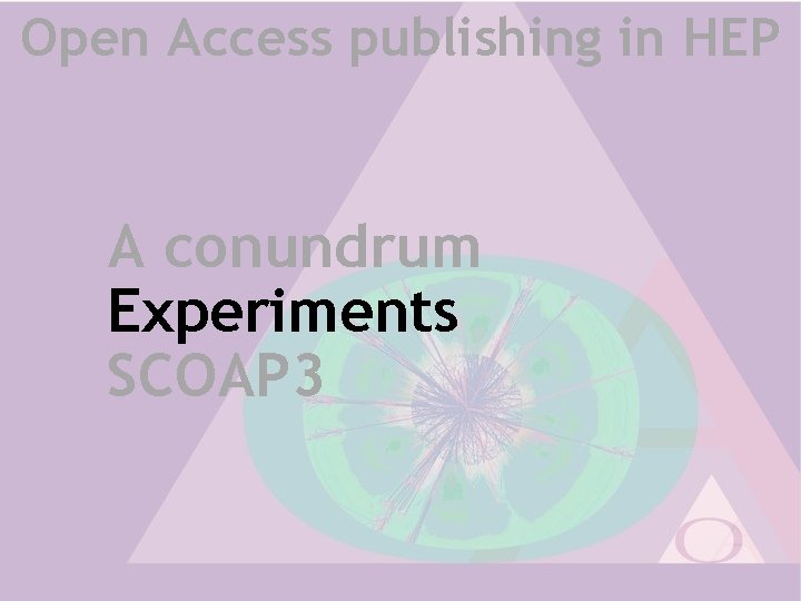 Open Access publishing in HEP A conundrum Experiments SCOAP 3 