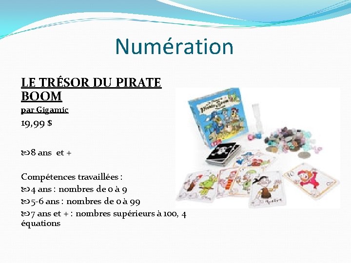 Numération LE TRÉSOR DU PIRATE BOOM par Gigamic 19, 99 $ 8 ans et