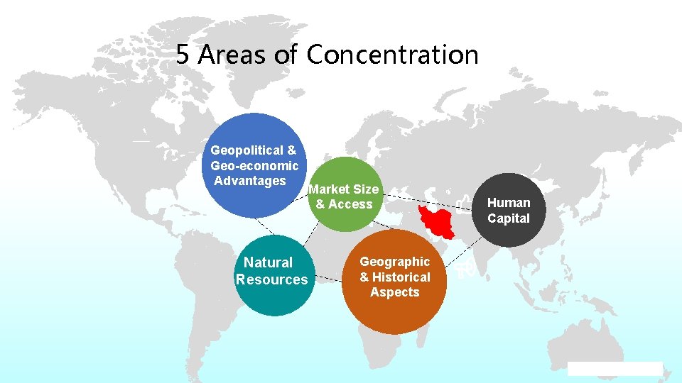 5 Areas of Concentration Geopolitical & Geo-economic Advantages Market Size & Access Natural Resources 5 Areas of Concentration Geopolitical & Geo-economic Advantages Market Size & Access Natural Resources