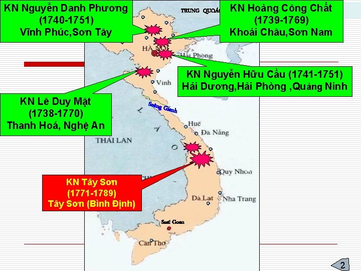 KN Nguyễn Danh Phương (1740 -1751) Vĩnh Phúc, Sơn Tây TRUNG QUOÁC KN Hoàng