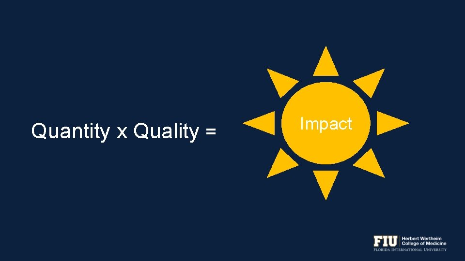 Quantity x Quality = Impact 