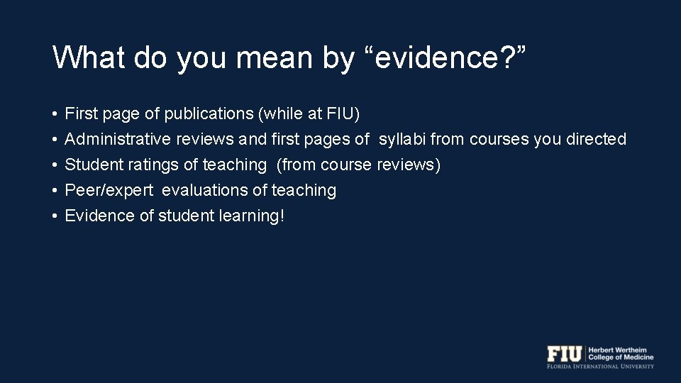 What do you mean by “evidence? ” • • • First page of publications