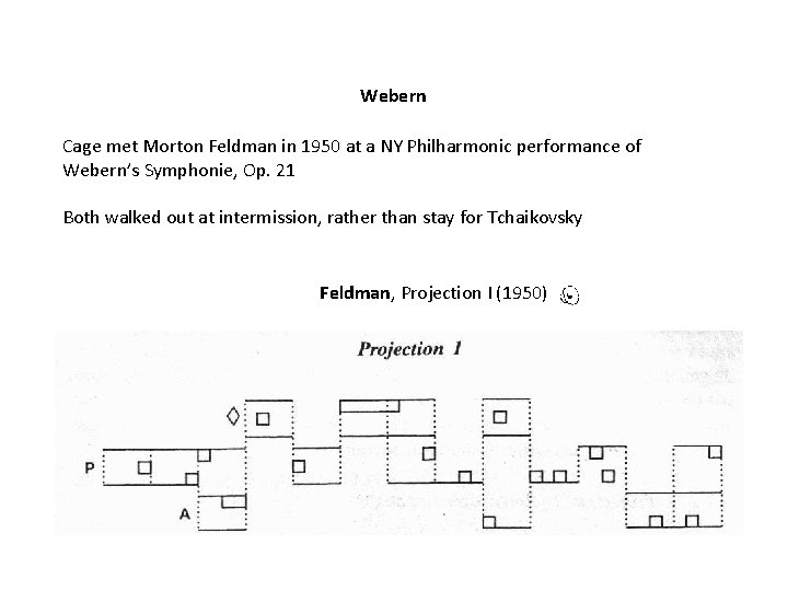 Webern Cage met Morton Feldman in 1950 at a NY Philharmonic performance of Webern’s