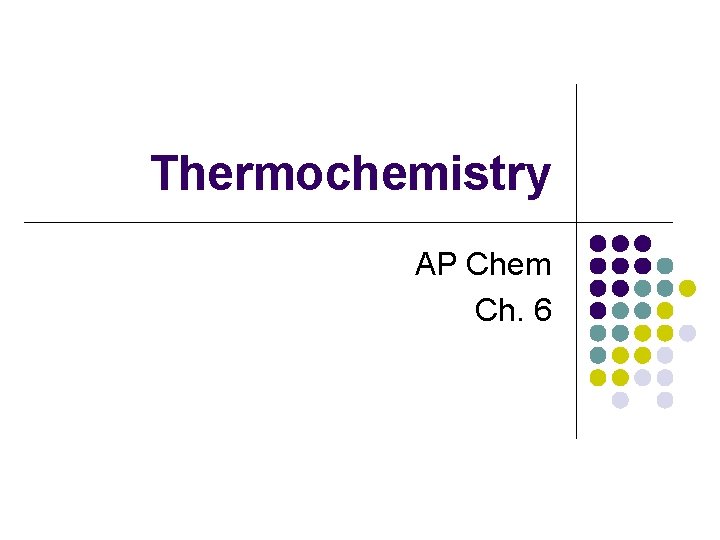 Thermochemistry AP Chem Ch. 6 
