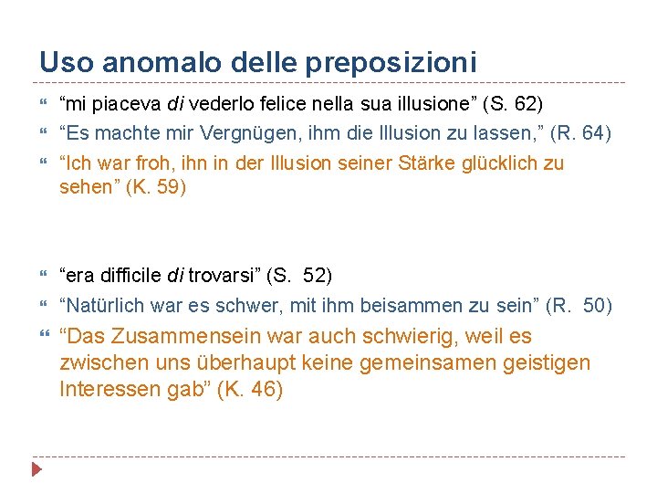 Uso anomalo delle preposizioni “mi piaceva di vederlo felice nella sua illusione” (S. 62)