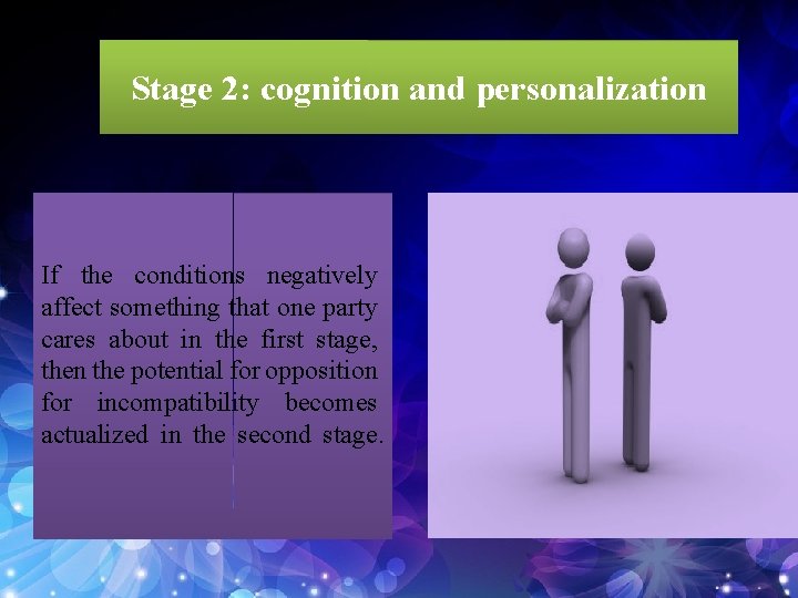 Stage 2: cognition and personalization If the conditions negatively affect something that one party
