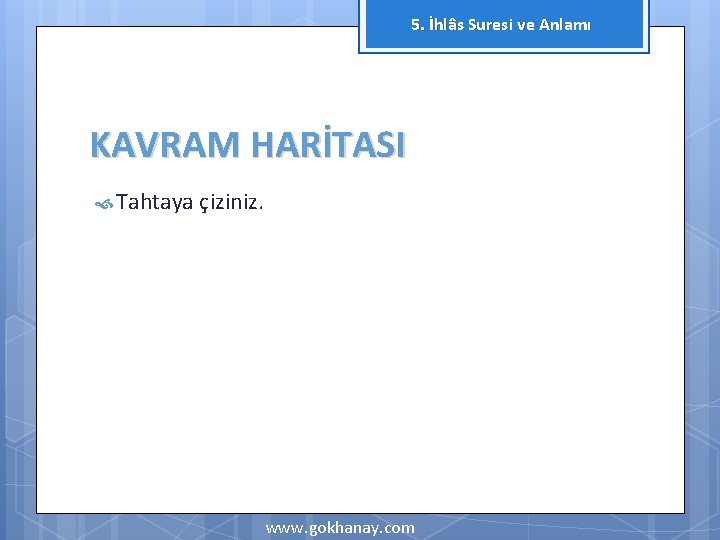 5. İhlâs Suresi ve Anlamı KAVRAM HARİTASI Tahtaya çiziniz. www. gokhanay. com 