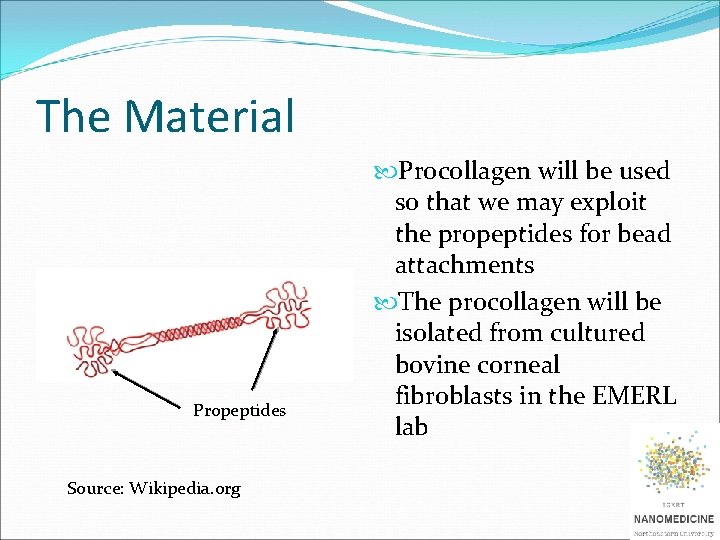 The Material Propeptides Source: Wikipedia. org Procollagen will be used so that we may