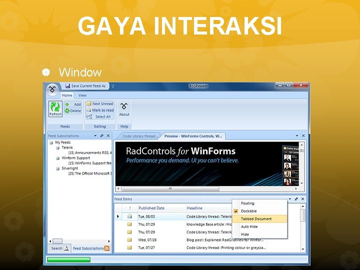 GAYA INTERAKSI Window 