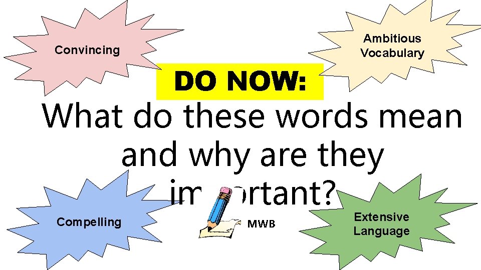 Ambitious Vocabulary Convincing DO NOW: What do these words mean and why are they