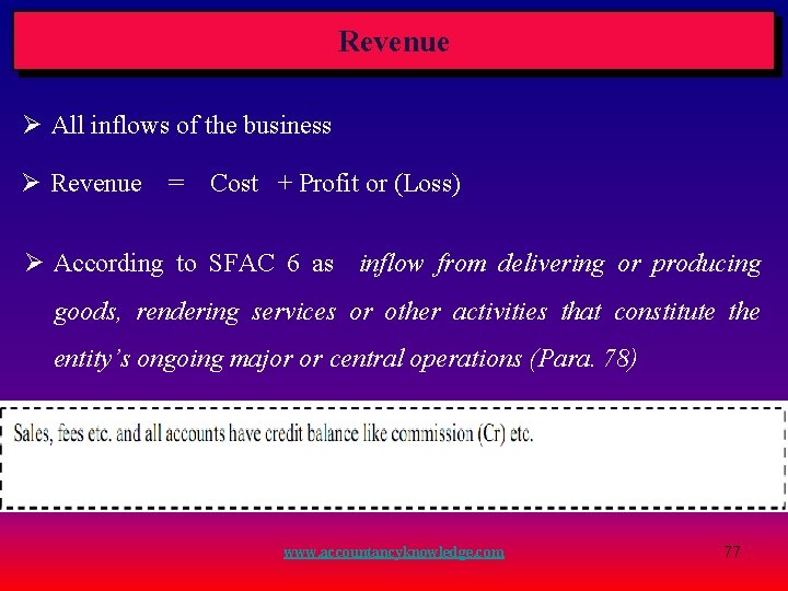 Revenue Ø All inflows of the business Ø Revenue = Cost + Profit or Revenue Ø All inflows of the business Ø Revenue = Cost + Profit or