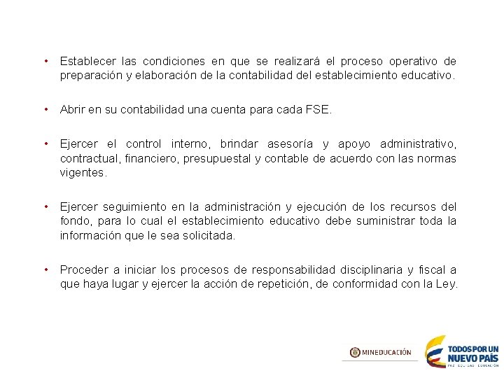  • Establecer las condiciones en que se realizará el proceso operativo de preparación