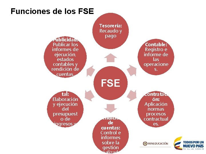 Funciones de los FSE Publicidad: Publicar los informes de ejecución, estados contables y rendición