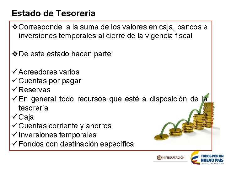 Estado de Tesorería v. Corresponde a la suma de los valores en caja, bancos