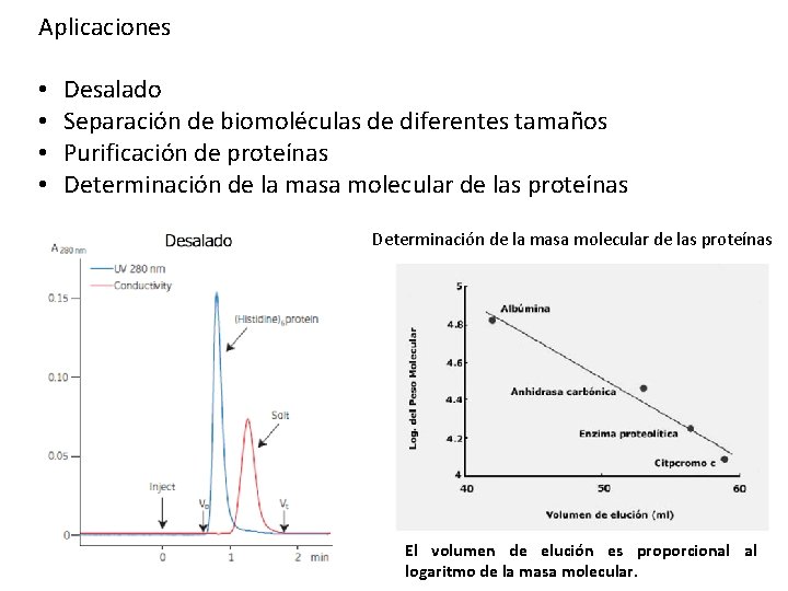 Aplicaciones • • Desalado Separación de biomoléculas de diferentes tamaños Purificación de proteínas Determinación