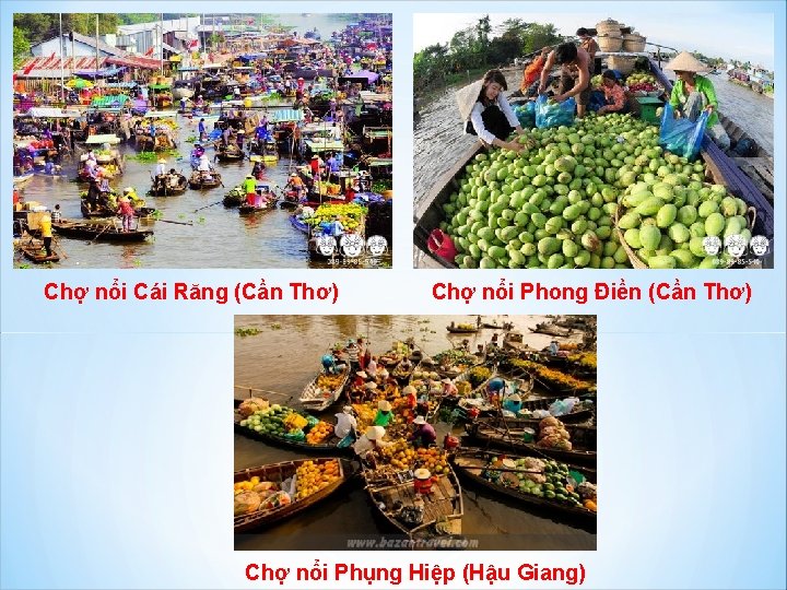 Chợ nổi Cái Răng (Cần Thơ) Chợ nổi Phong Điền (Cần Thơ) Chợ nổi