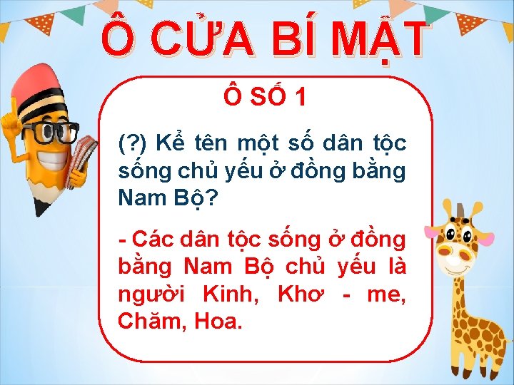 Ô CỬA BÍ MẬT Ô SỐ 1 (? ) Kể tên một số dân