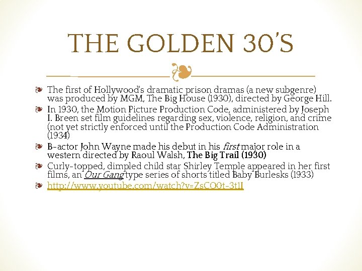 THE GOLDEN 30’S ❧ ❧ The first of Hollywood's dramatic prison dramas (a new