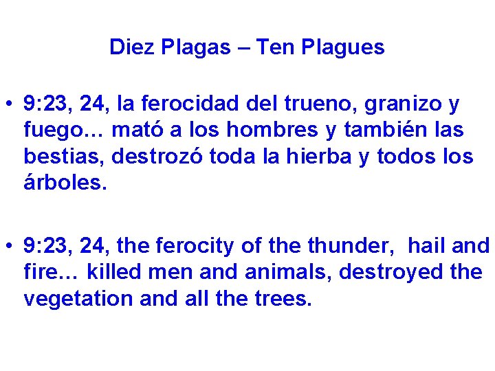 Diez Plagas – Ten Plagues • 9: 23, 24, la ferocidad del trueno, granizo