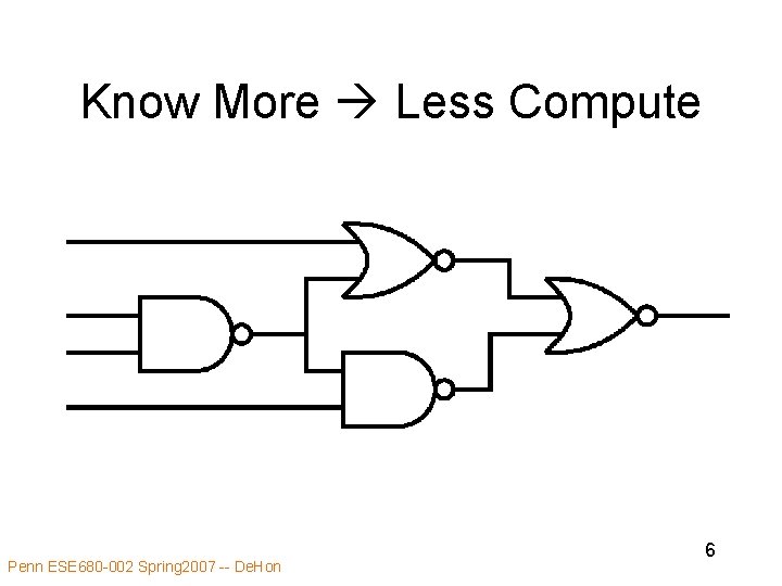 Know More Less Compute Penn ESE 680 -002 Spring 2007 -- De. Hon 6
