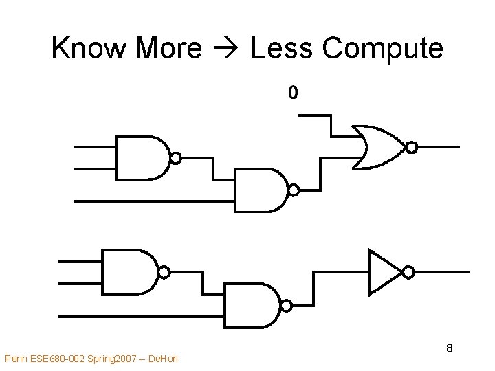 Know More Less Compute Penn ESE 680 -002 Spring 2007 -- De. Hon 8