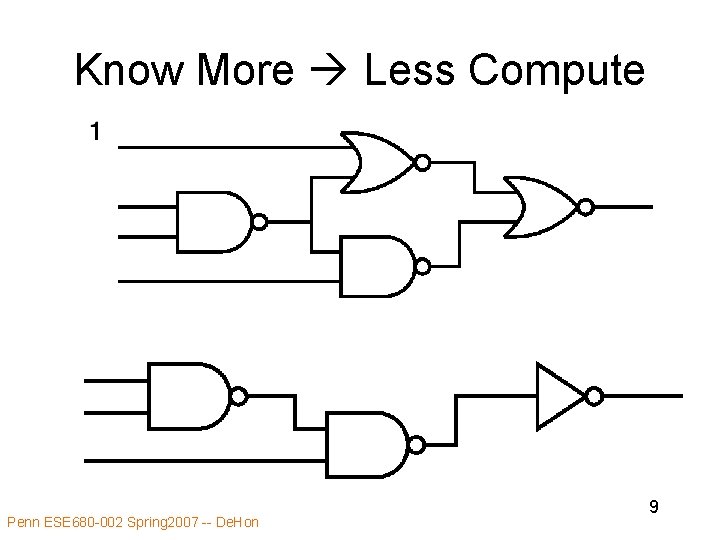 Know More Less Compute Penn ESE 680 -002 Spring 2007 -- De. Hon 9
