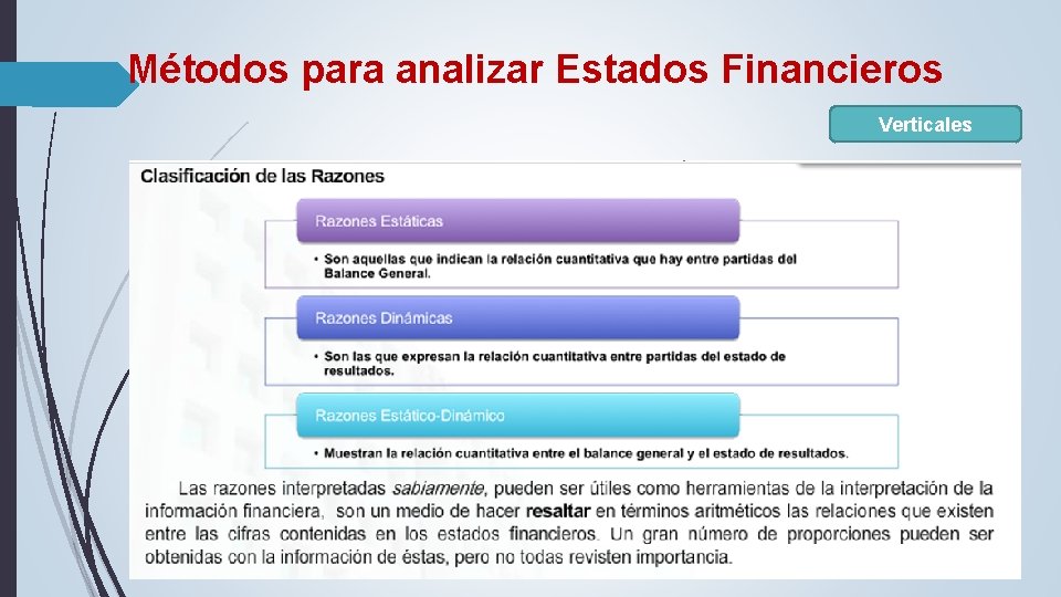 Métodos para analizar Estados Financieros Verticales Métodos para analizar Estados Financieros Verticales
