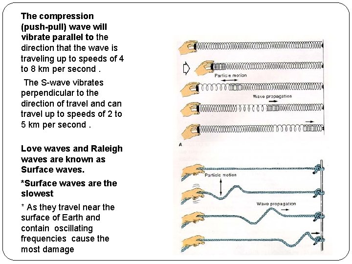 The compression (push-pull) wave will vibrate parallel to the direction that the wave is