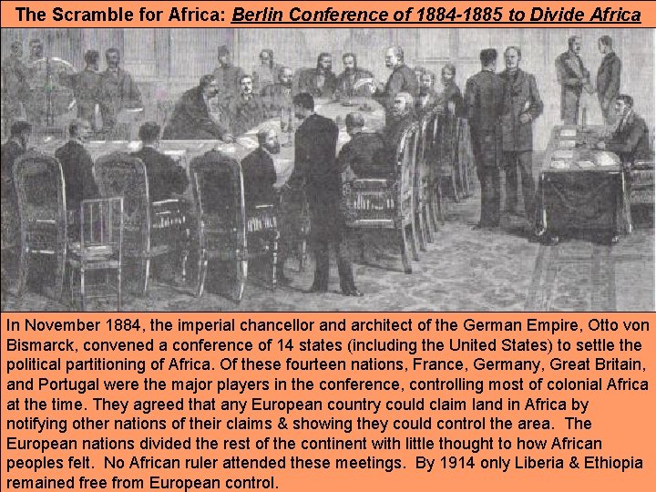 The Scramble for Africa: Berlin Conference of 1884 -1885 to Divide Africa In November