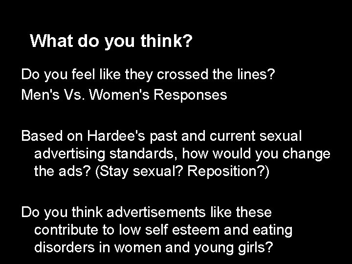What do you think? Do you feel like they crossed the lines? Men's Vs.
