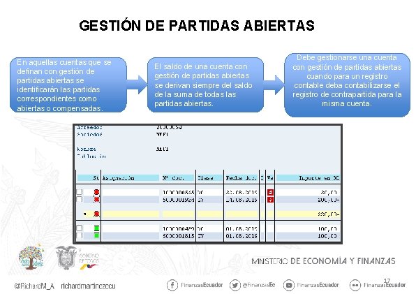 GESTIÓN DE PARTIDAS ABIERTAS En aquellas cuentas que se definan con gestión de partidas