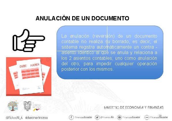 ANULACIÓN DE UN DOCUMENTO La anulación (reversión) de un documento contable no realiza su