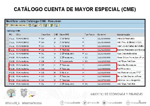 CATÁLOGO CUENTA DE MAYOR ESPECIAL (CME) 35 