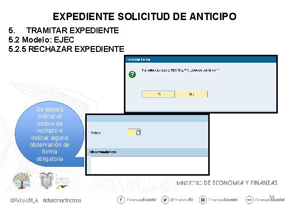 EXPEDIENTE SOLICITUD DE ANTICIPO 5. TRAMITAR EXPEDIENTE 5. 2 Modelo: EJEC 5. 2. 5