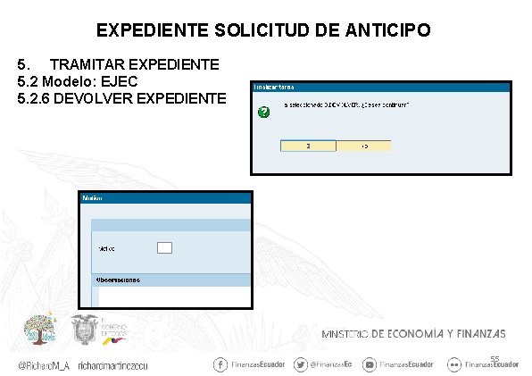 EXPEDIENTE SOLICITUD DE ANTICIPO 5. TRAMITAR EXPEDIENTE 5. 2 Modelo: EJEC 5. 2. 6