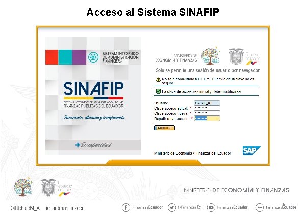 Acceso al Sistema SINAFIP 8 