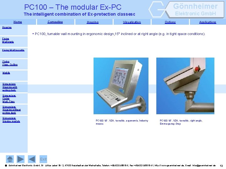 Gönnheimer PC 100 – The modular Ex-PC The intelligent combination of Ex-protection classesc Home