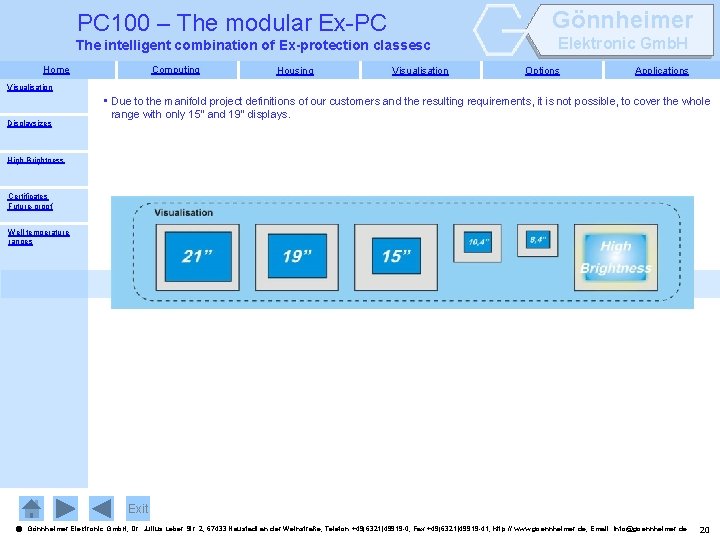 Gönnheimer PC 100 – The modular Ex-PC The intelligent combination of Ex-protection classesc Home