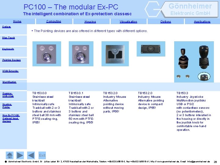 Gönnheimer PC 100 – The modular Ex-PC Elektronic Gmb. H The intelligent combination of
